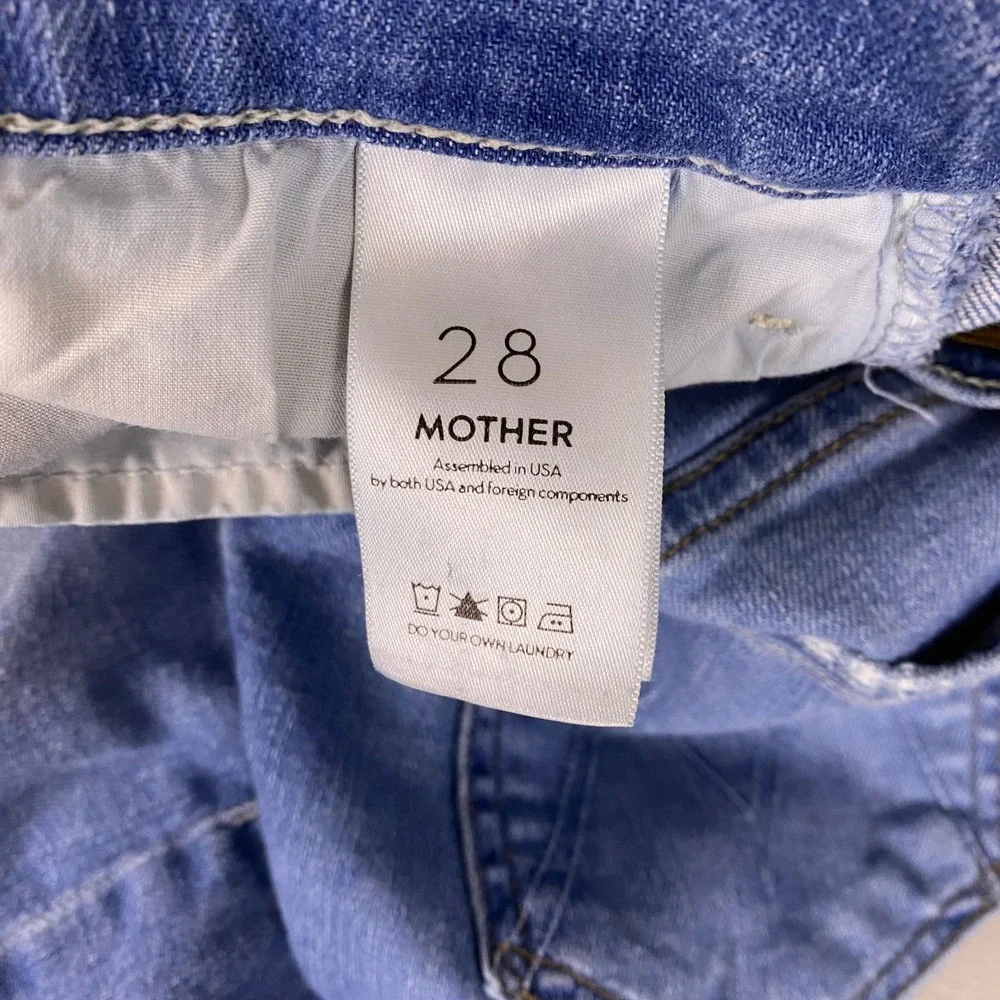 MOTHER The Hustler Ankle Fray Jeans 28 Shaken Not Stirred Blue High Rise Flare - Picture 3 of 14